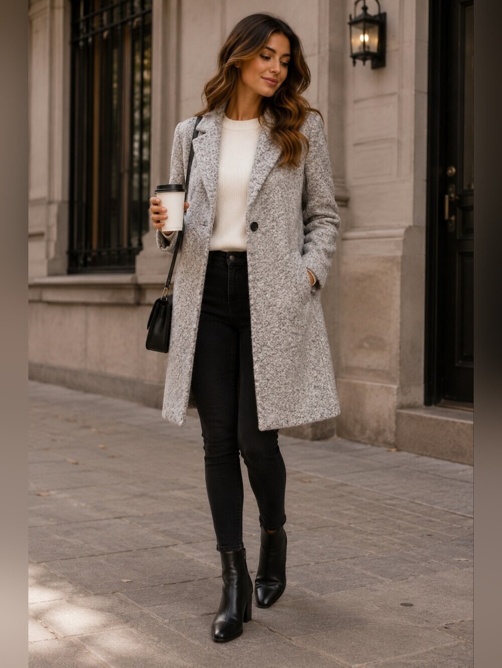 Banana Republic Gray Bouclé Wool Blend Coat XS Soft Teddy Texture Minimalist